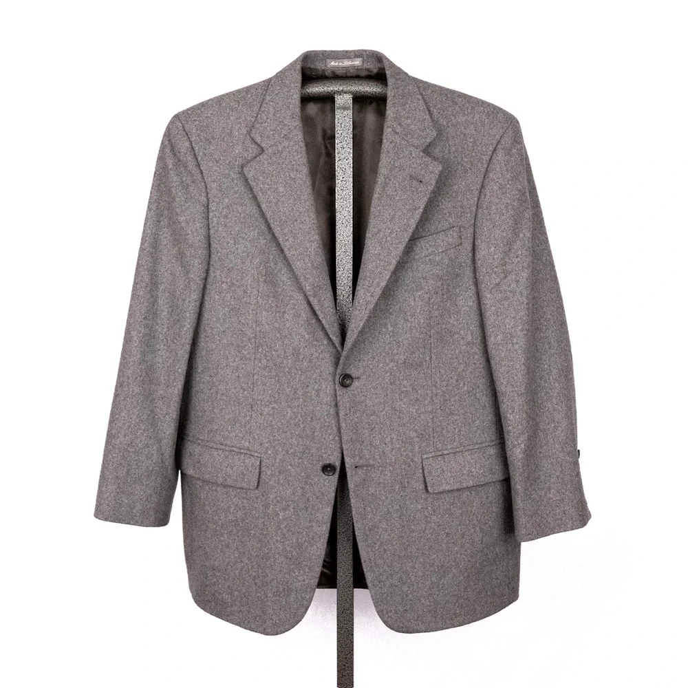 Oscar De La Renta Classic Wool Cashmere Blend Blazer Men's 41R Gray Timeless